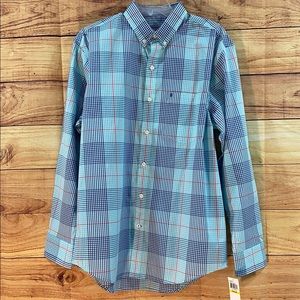 Mens Izod Button Down Shirt Blue Radiance